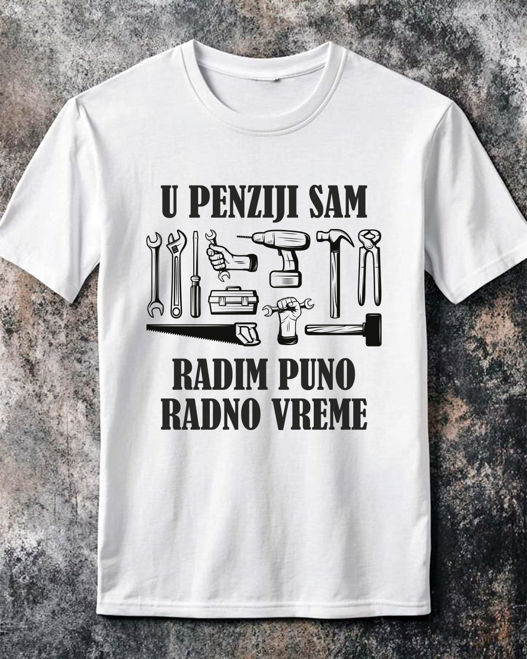 bela majica u penziji sam radim puno radno vreme