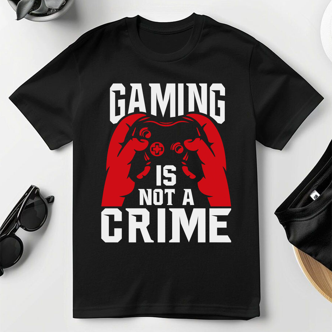 crna majica sa stampom gaming is not a crime