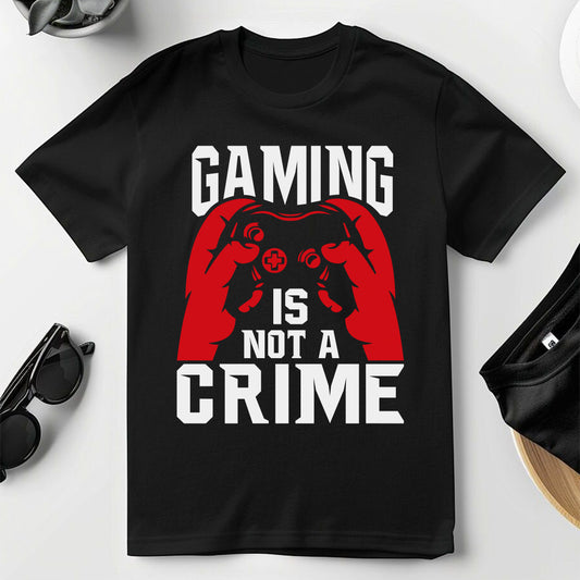 crna majica sa stampom gaming is not a crime