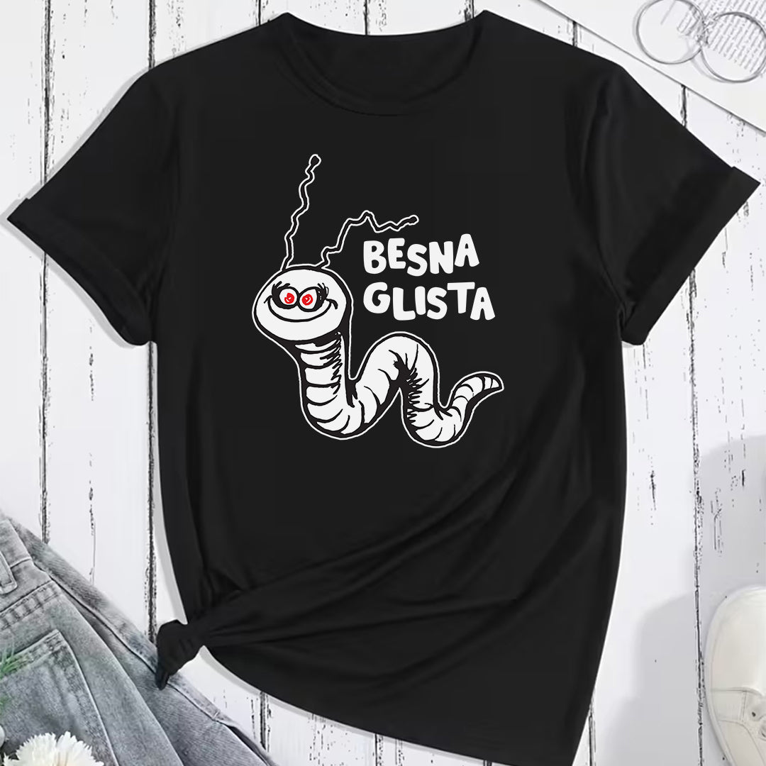 crna majica sa stampom besna glista