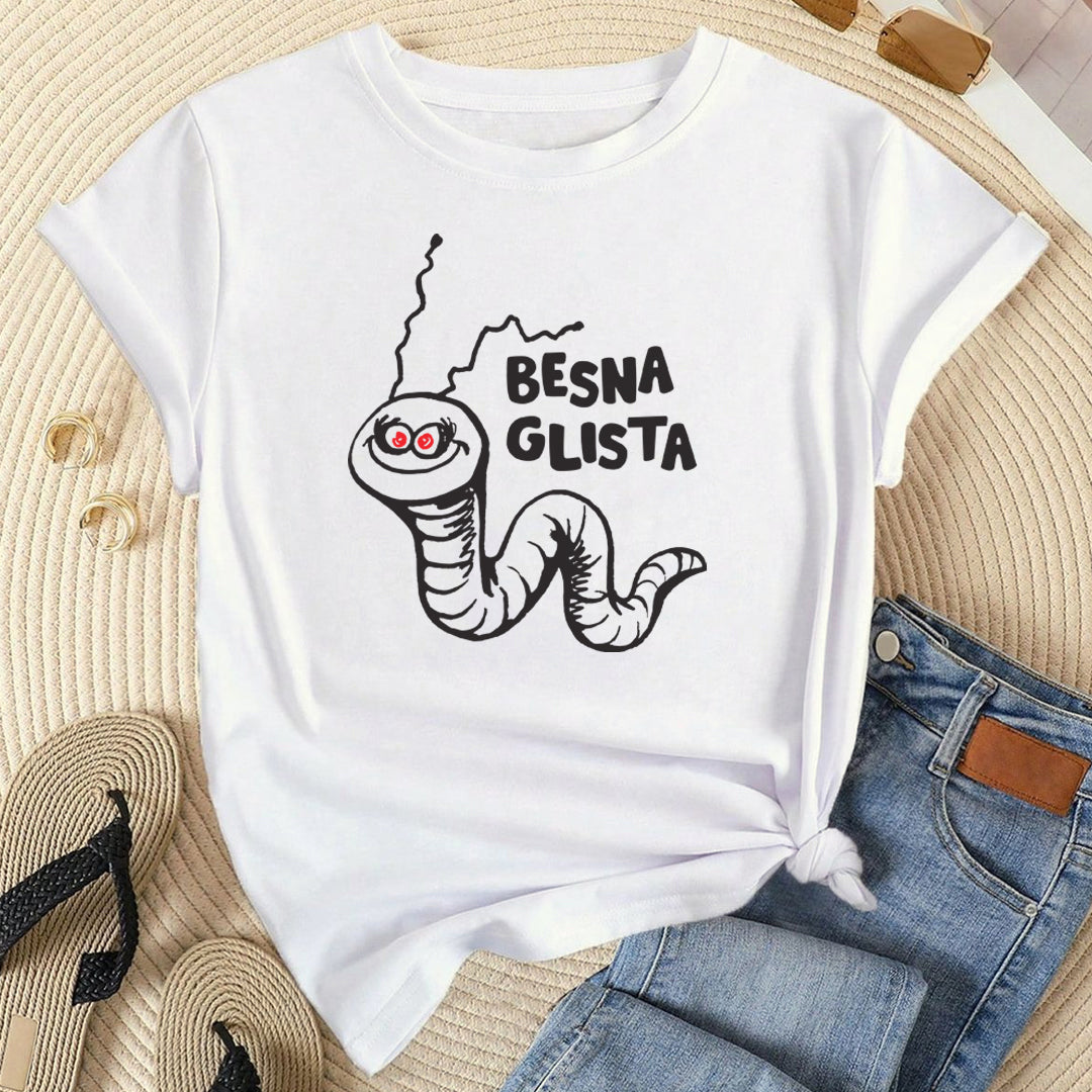 bela majica sa stampom besna glista