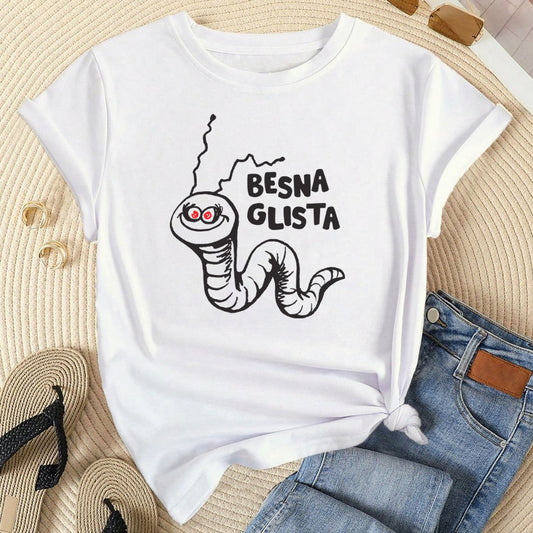 bela majica sa stampom besna glista