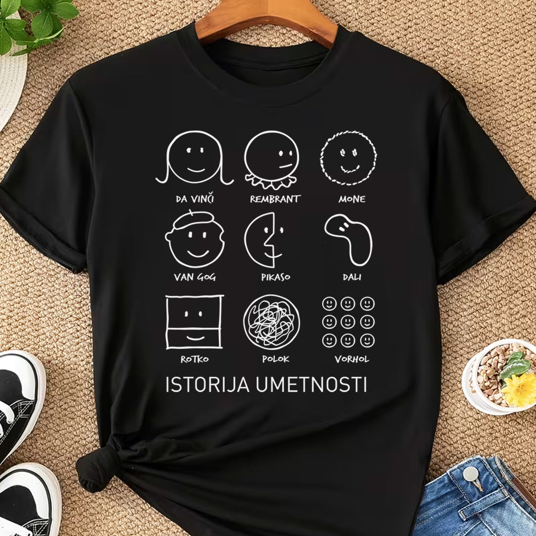 istorija umetnosti crna majica sa stampom