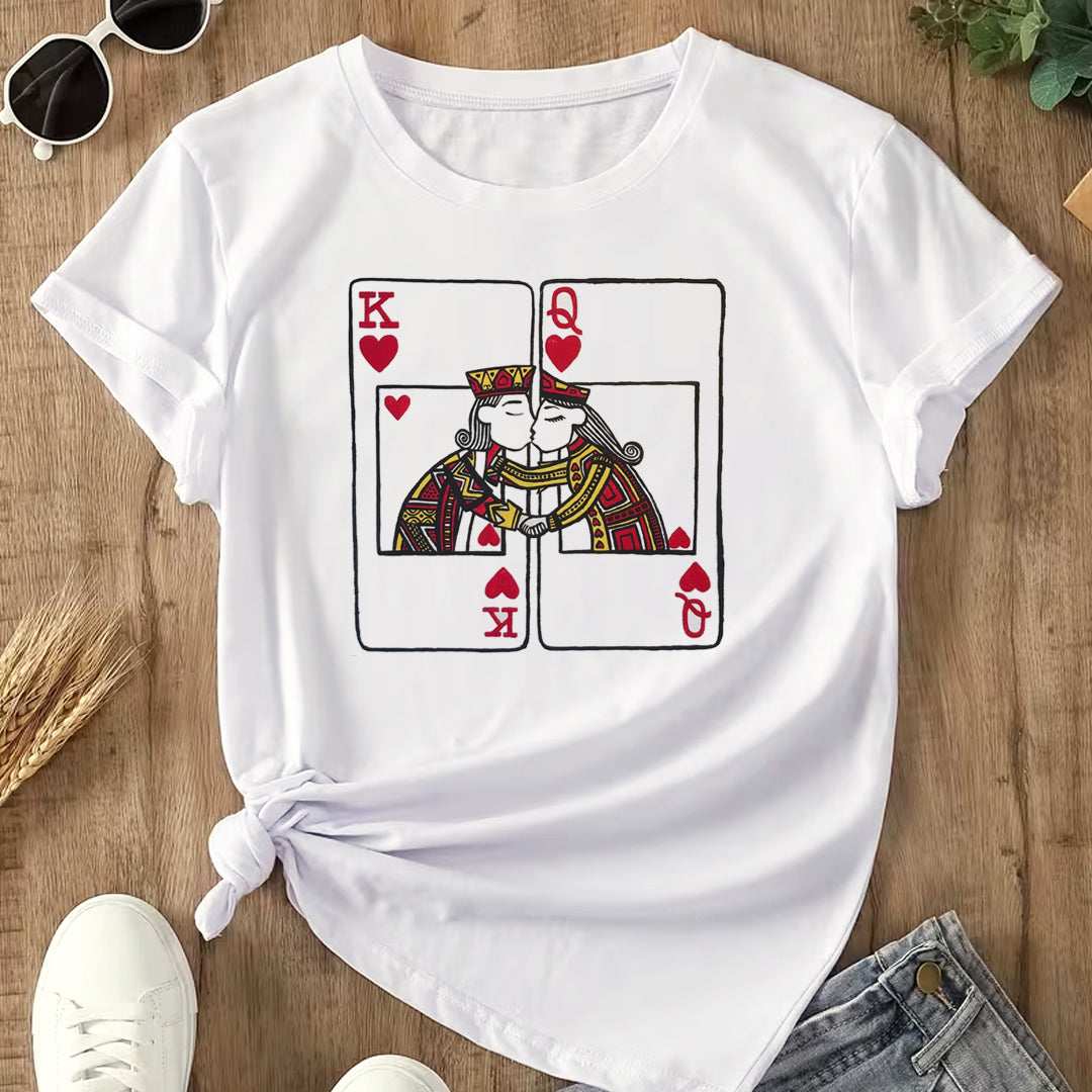 kralj i kraljica poljubac bela majica sa stampom