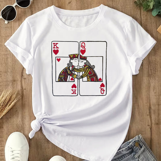 kralj i kraljica poljubac bela majica sa stampom