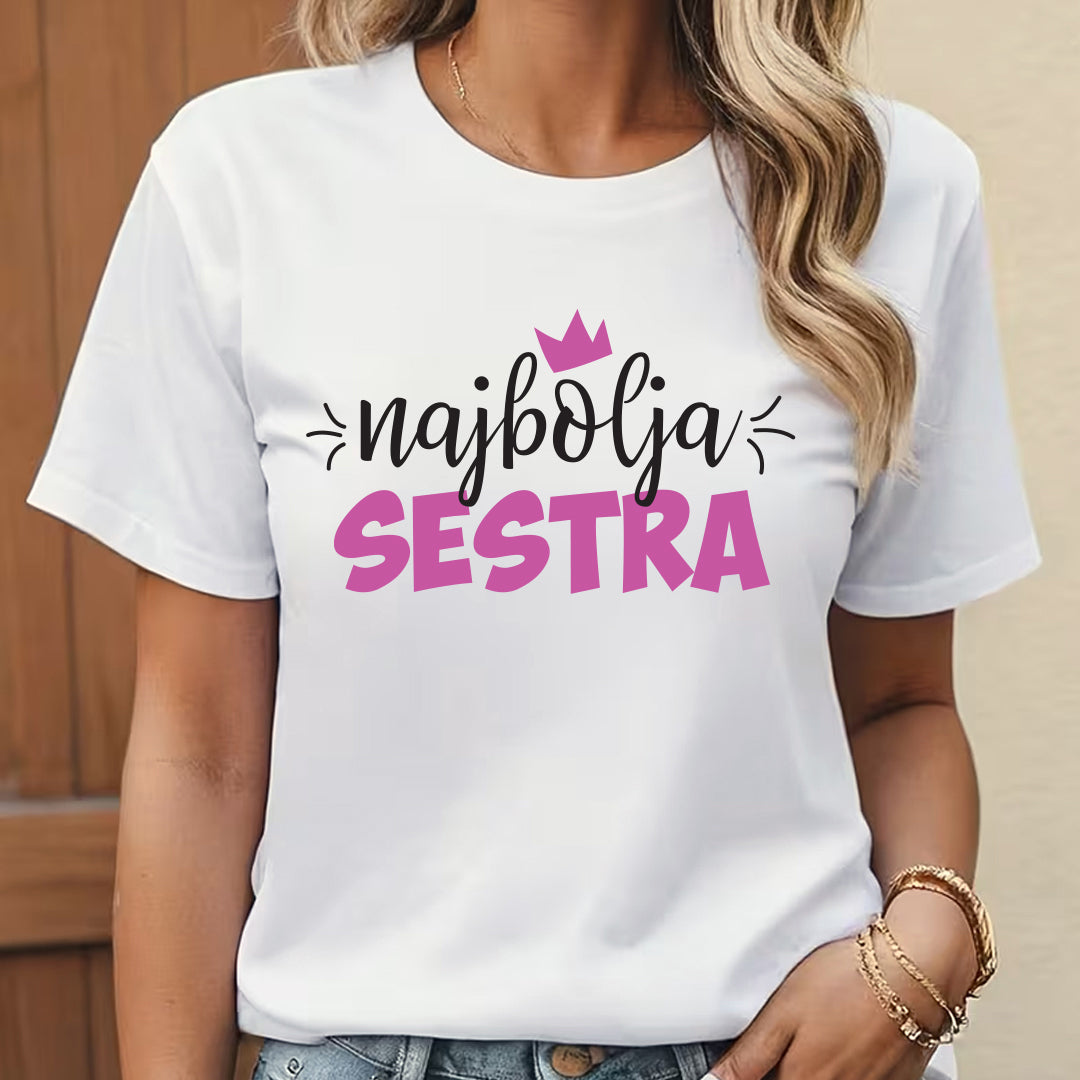 bela majica sa tekstom najbolja sestra