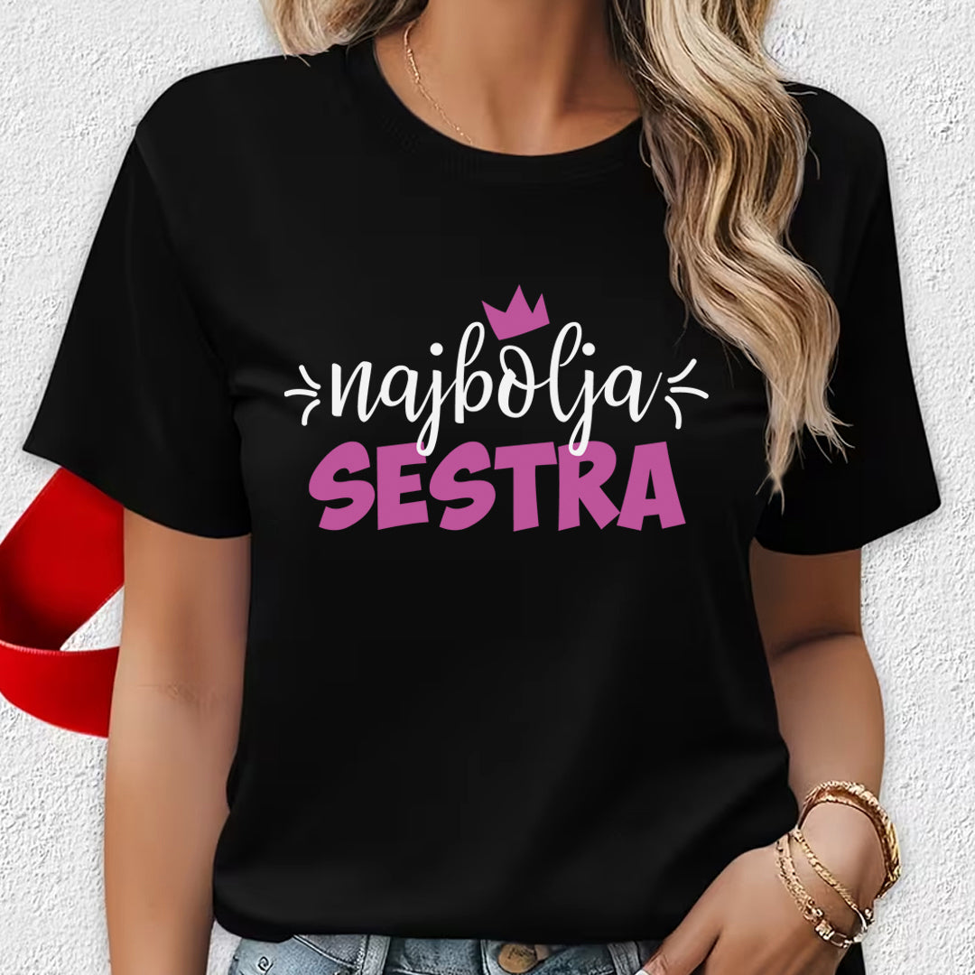 crna majica sa tekstom najbolja sestra