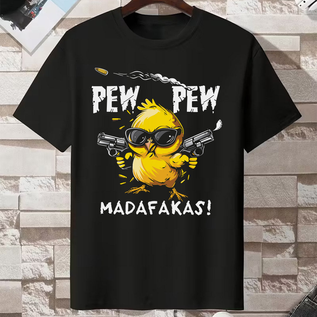 Crna majica Pew Pew Madafakas sa smešnim printom pileta