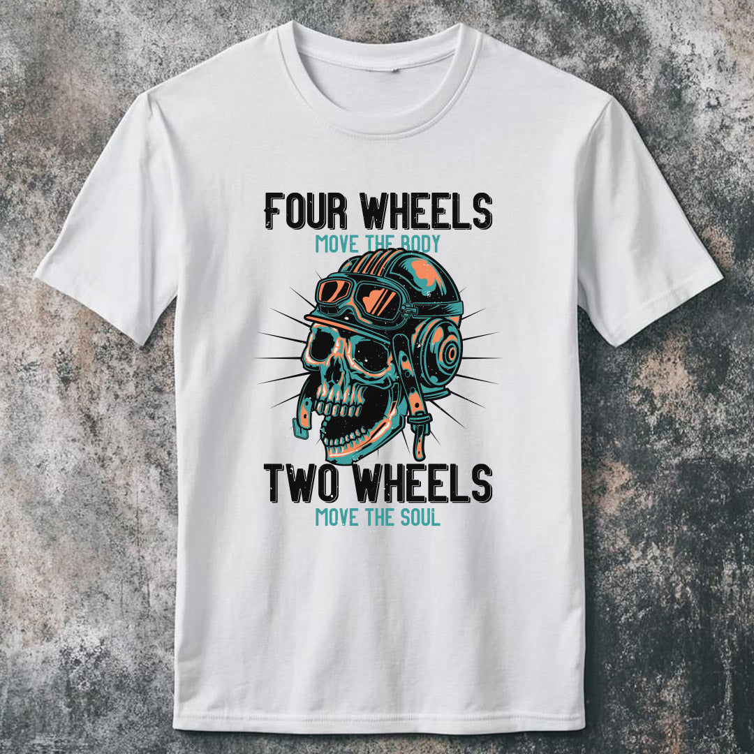 Bela moto majica Two Wheels Move The Soul za motocikliste